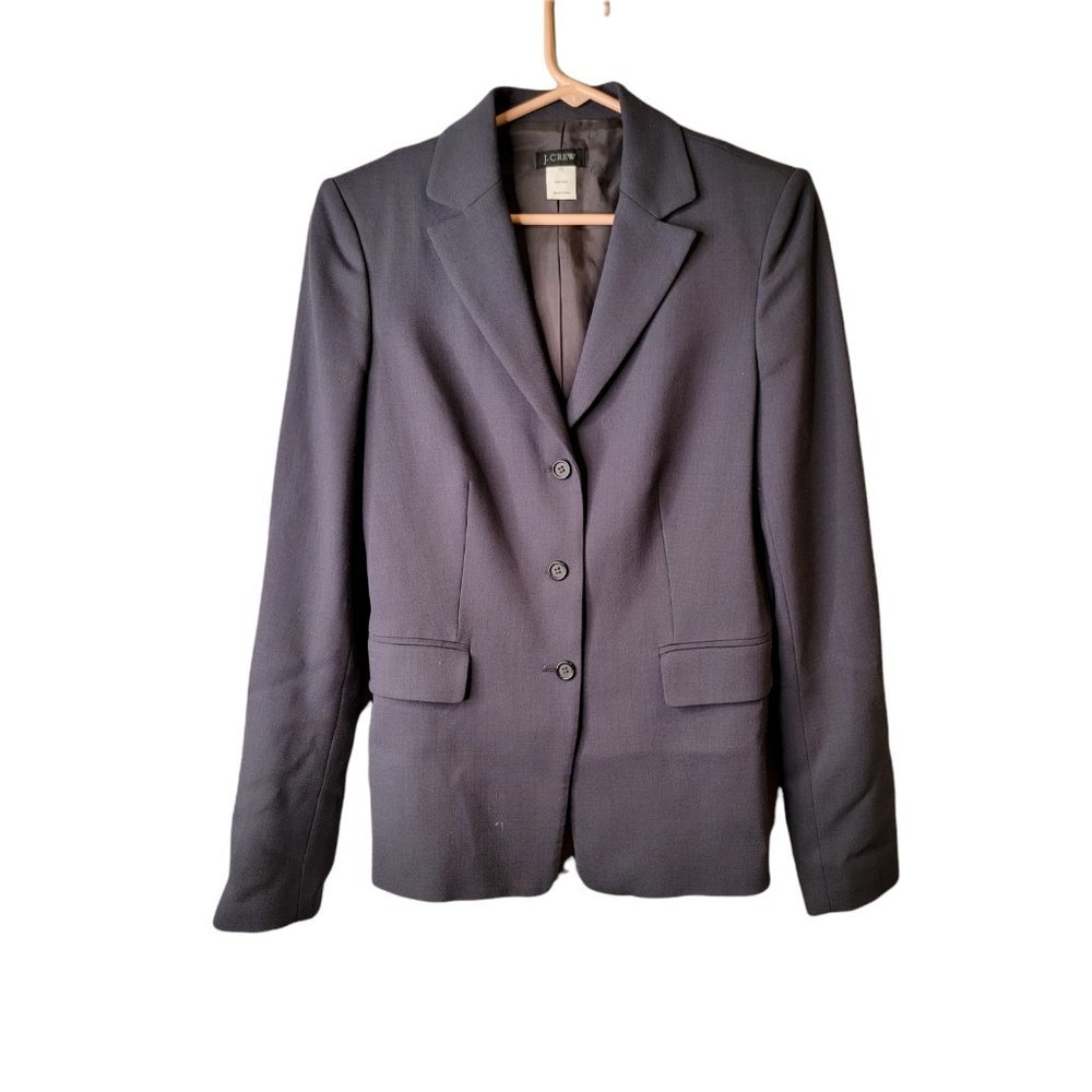 J.Crew Wool Blazer Gray Pockets Jacket, Size 8 Tall